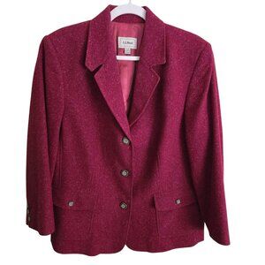 L.L. Bean Vintage Cranberry Speckled Single Breasted Wool Blend Blazer Size XL
